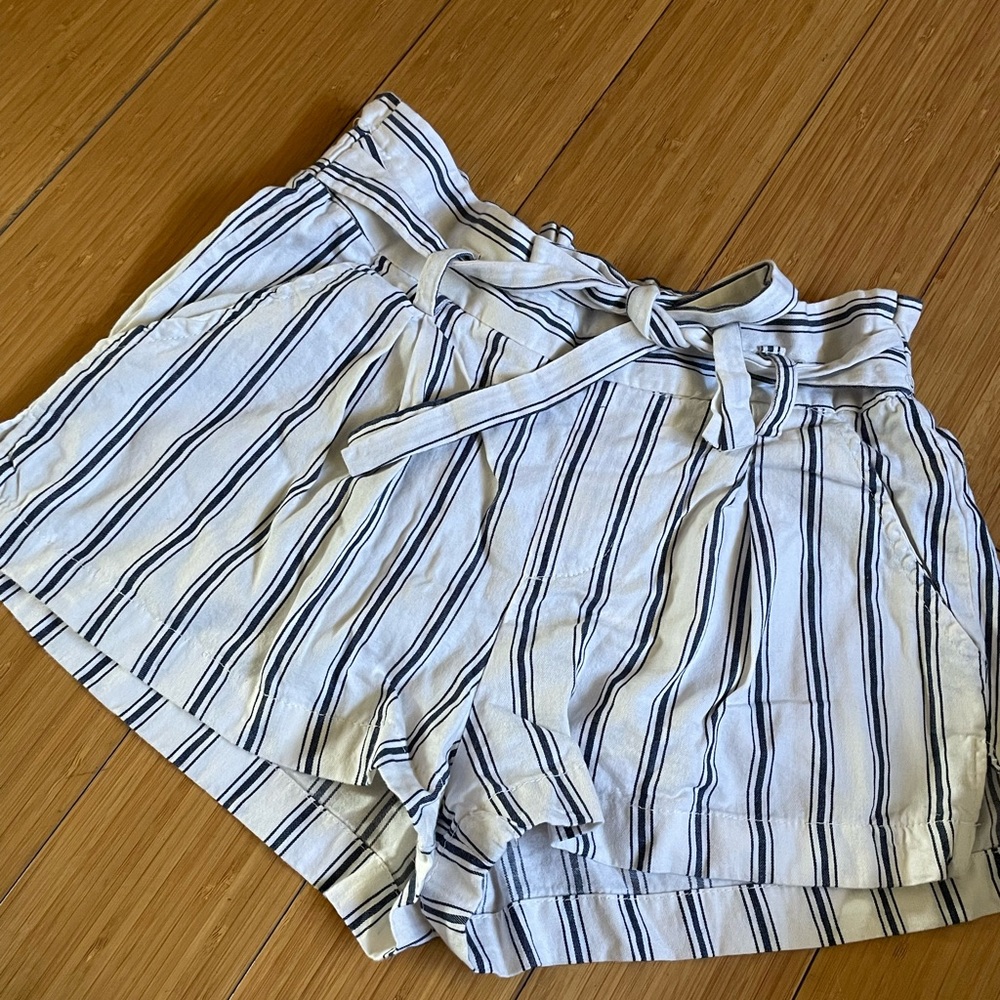paper bag striped beachy shorts